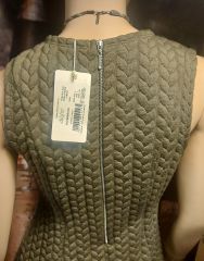 Military Fashion Parçalı Saç Örgü Desen Haki Elbise (LBeden)-Kemer-Kolye-Bileklik-Rozet