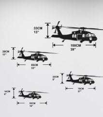 Metal Helikopter Dekoratif 100x33 cm Model-1