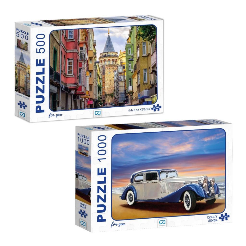 KLASİK ARABA - GALATA KULESİ 2'Lİ PUZZLE SET