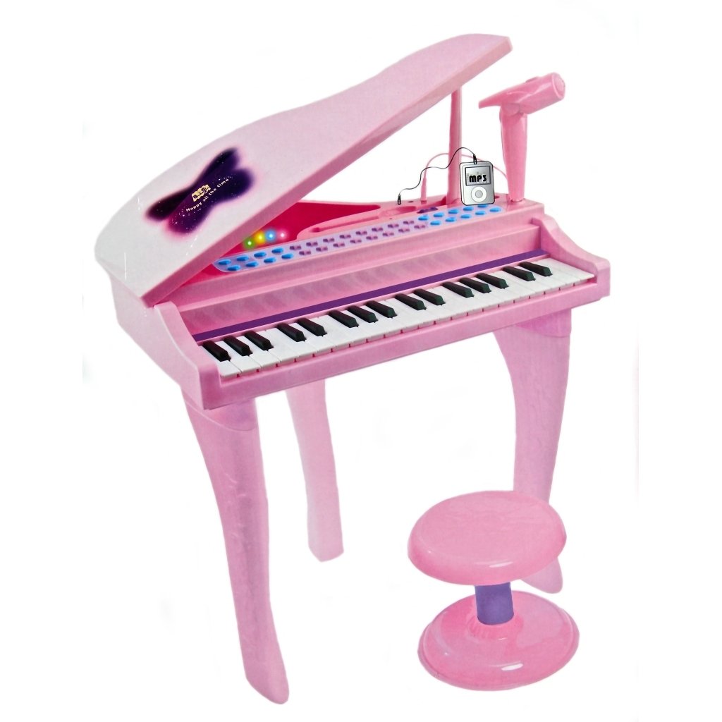 Kutulu 37 Tuşlu Mini Pembe Piano (Mikrofon Ve Tabureli)