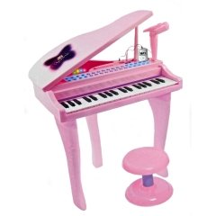 Kutulu 37 Tuşlu Mini Pembe Piano (Mikrofon Ve Tabureli)