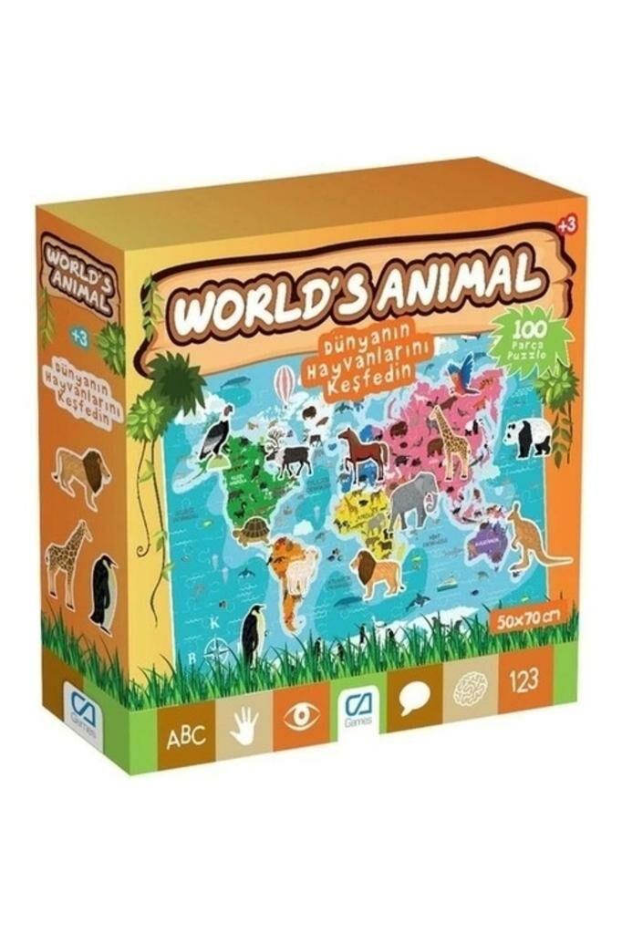 Ca.5152 Worlds Animal 100 Parça Çocuk Puzzle