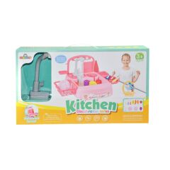 GALTOYS Oyuncak Bulaşık Yıkama Seti - Modern Çeşmeli Lavabo Oyun Seti Pembe