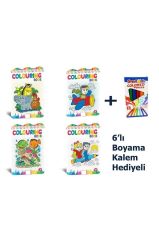 COLOURING BOOK BOYAMA KİTABI SETİ + 6lı Boyama Kalemi Hediyeli