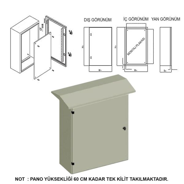 Seba 40*40*15 Taban Saclı Pano Sahra Tip Çatılı 1,0mm Sac