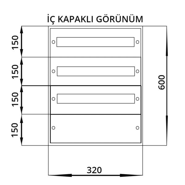 Seba 32x60x17,5 Dağıtım Panosu 36 Sigortalı Sıva Üstü 1,2 mm