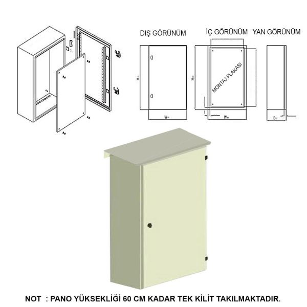 Seba 55*85*40 Taban Saclı Pano Çatılı Duvar Tip 0,8mm Sac