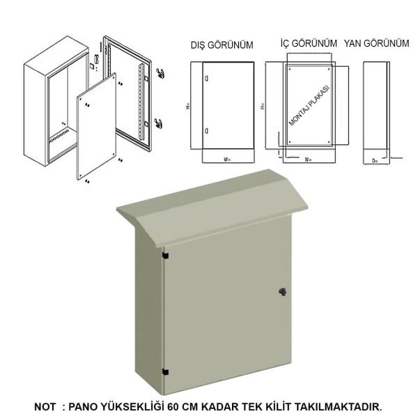 Seba 60*100*25 Taban Saclı Pano Sahra Tip Çatılı 1,5mm Sac