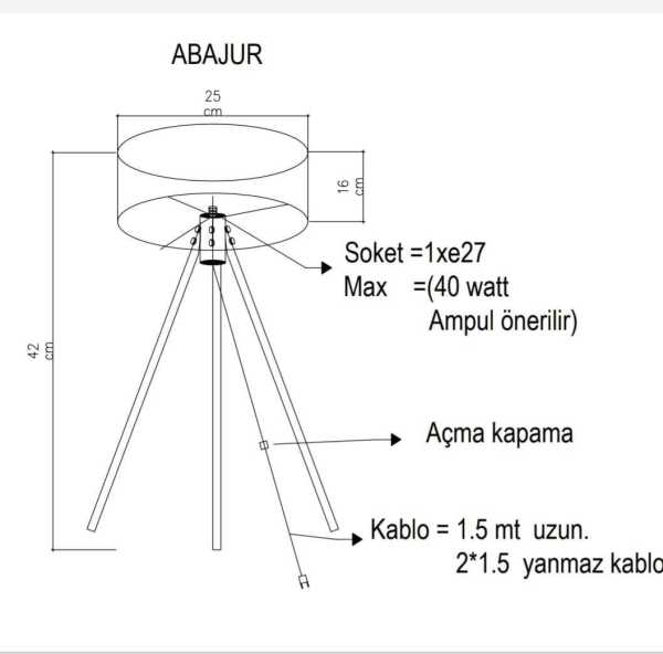 Siyah Finlin Başlık İkili Abajur ve Lambader Beyaz Ayaklı Oda Takımı