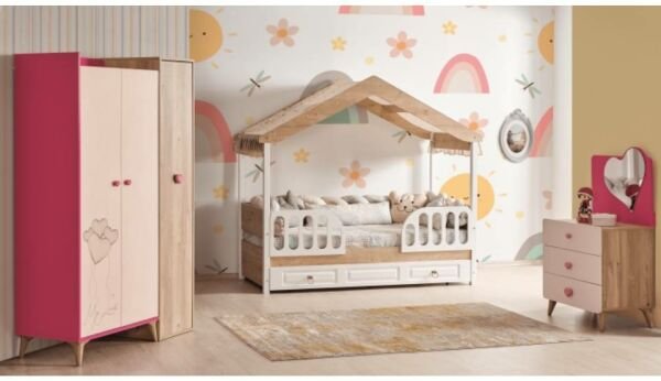 Montessori Masal Pembe Çocuk Odası Dolap