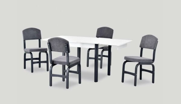 Fırat Masa Ege Sandalye Mutfak Masası Takımı - 80x80 cm Gri-Beyaz (Hazır Ürün)