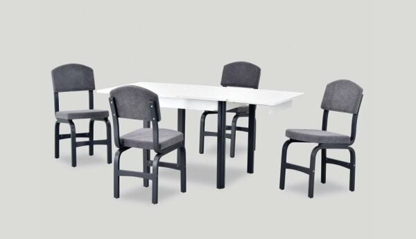 Teşhir Fırat Masa Ege Sandalye Mutfak Masası Takımı - 80x80 cm Gri-Beyaz