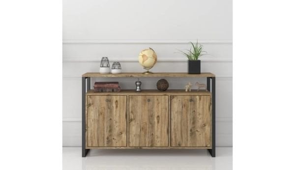 Teşhir Sorte Raflı 3 Kapaklı Konsol