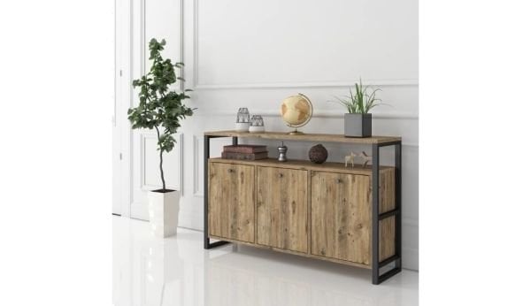 Teşhir Sorte Raflı 3 Kapaklı Konsol