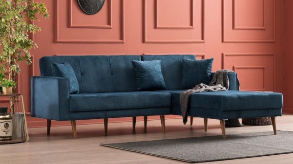 Dublin Yataklı Köşe Takımı Sağ Köşe - Saks Mavisi