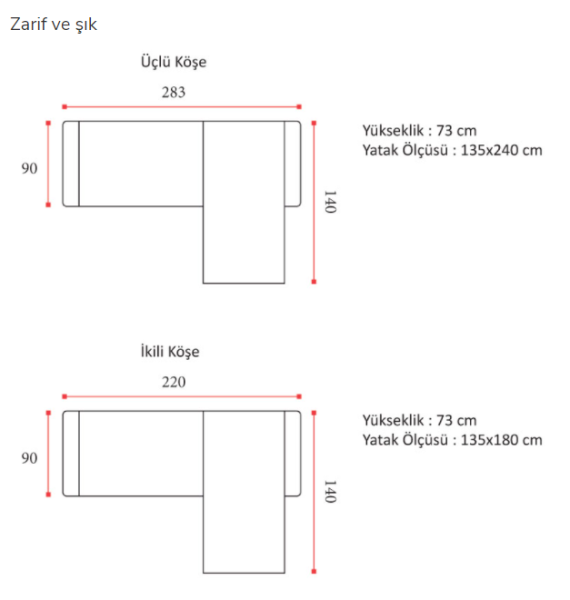 Savoy Köşe Takımı 283*140 cm Köşe