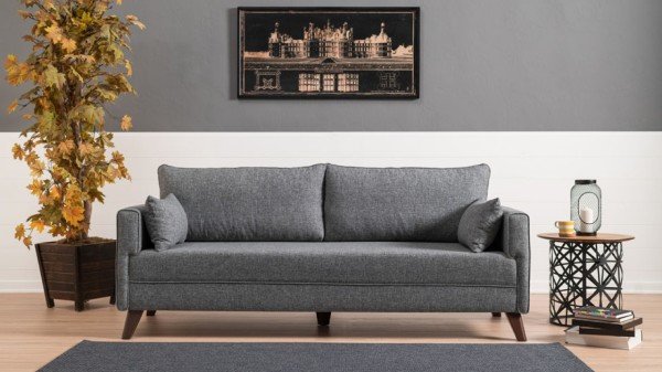 Bella Soft Yataklı Üçlü Koltuk Gri