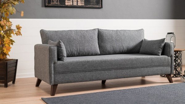 Bella Soft Yataklı Üçlü Koltuk Gri