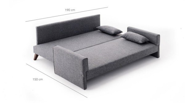Bella Soft Yataklı Üçlü Koltuk Gri