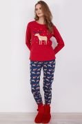 RolyPoly Deer Kırmızı Kadın Uzun Kol Pijama Takım RP2921