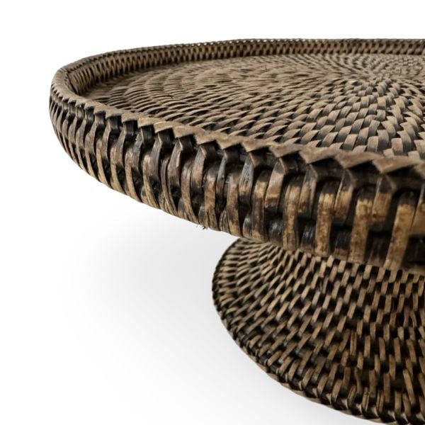 Dark Brown Rattan Cake Stand with Linen Lined