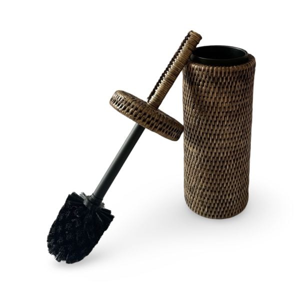 Mid Brown Rattan Toilet Brush with Stainless Steel Insert