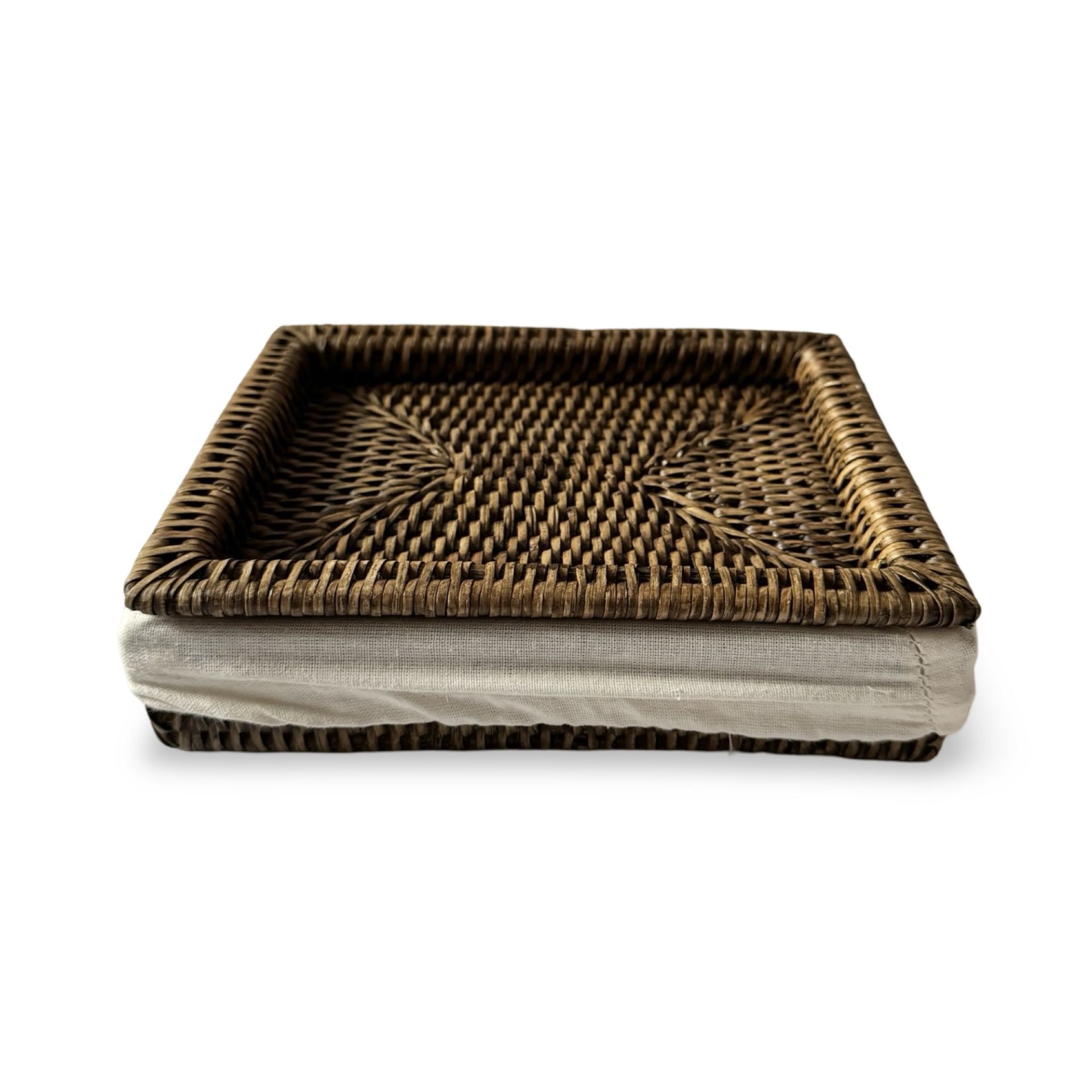 Mid Brown Rattan Vitality Bathroom Tray with Linen Lined