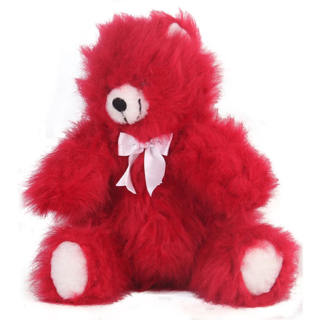 Tüylü Ayı Küçük Boy Kırmızı Peluş 45 cm