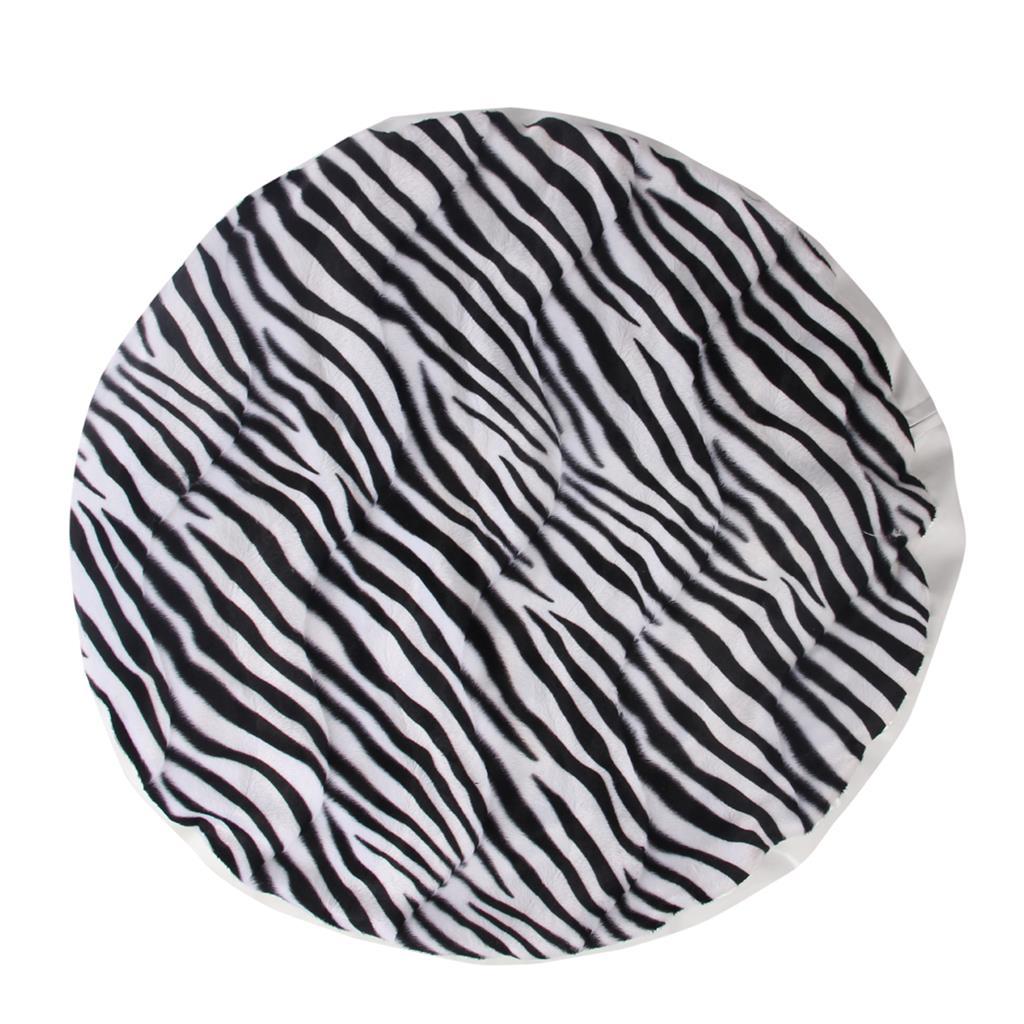 Zebra Desenli Rugan Puf Beyaz Wellsoft-İmperteks 40 cm Çap65