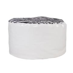Zebra Desenli Rugan Puf Beyaz Wellsoft-İmperteks 40 cm Çap65