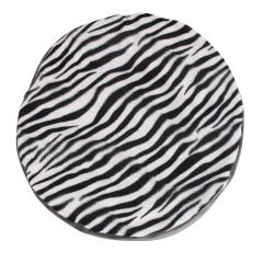 Zebra Desenli Deri Puf Siyah Wellsoft-İmperteks 40cm Çap:46