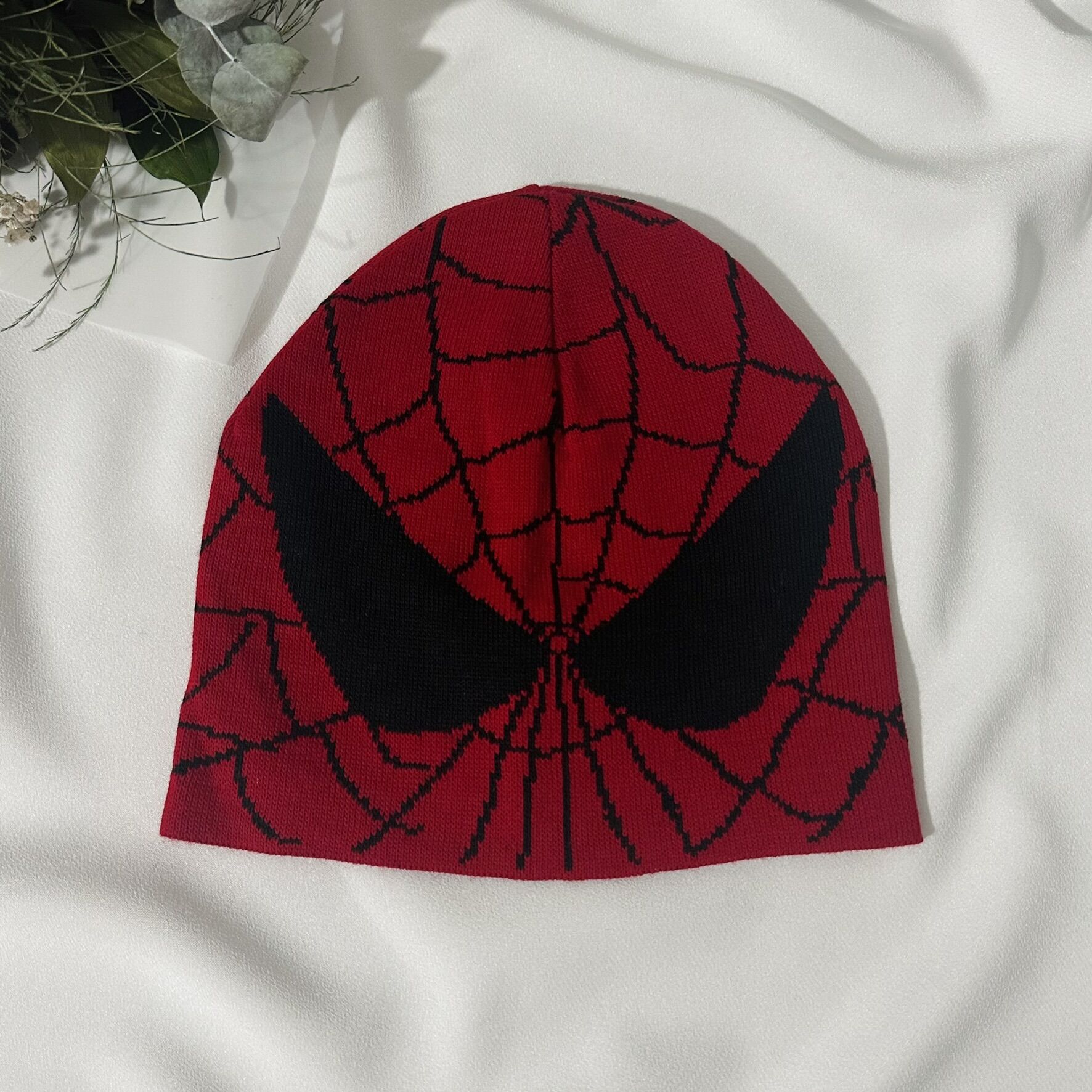 Spider Baskılı Bere Kırmızı