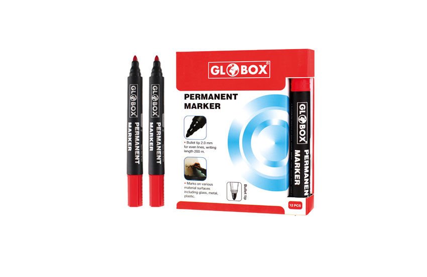 6771-Globox Siyah Yuvarlak Uç Permanent Marker 12 Li