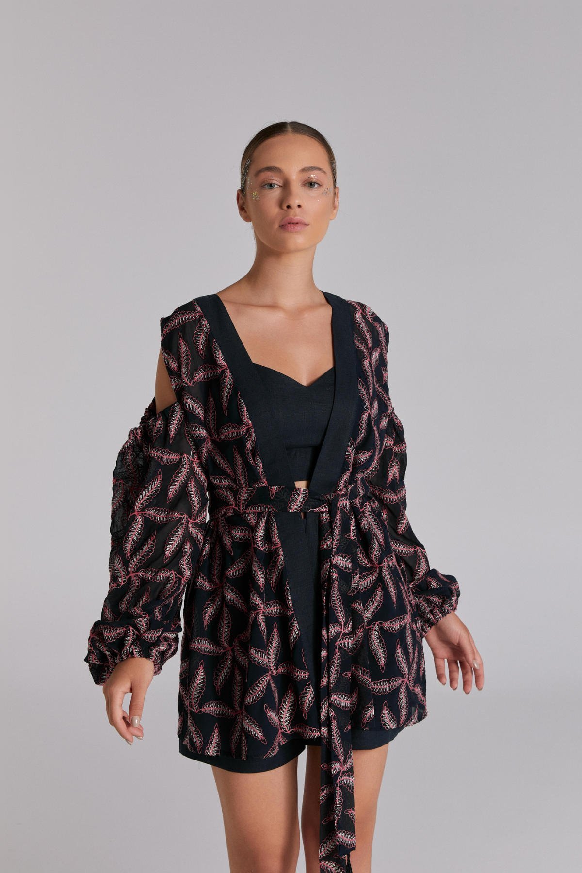 Suza, Kimono Lacivert Renk Kimono Şort Bluz Takım