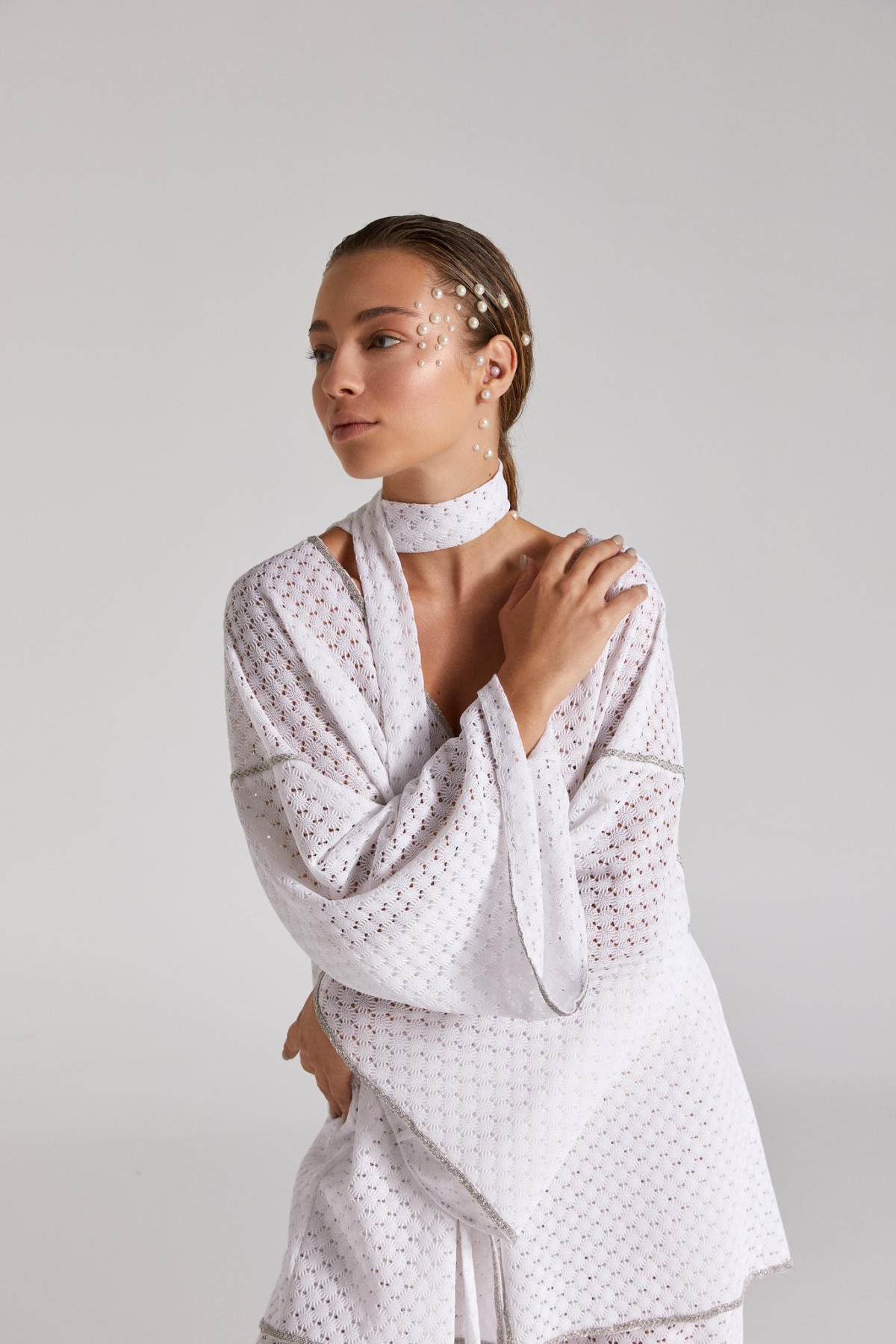 Nova,Beyaz Kimono Pantolon Takım