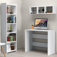 Çalışma Masası Raflı Kitaplıklı Beyaz - CLM0301
