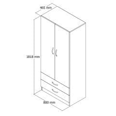 2 Kapılı İki Çekmeceli Geniş Gardrop Beyaz - GRD0401