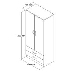 2 Kapılı İki Çekmeceli Geniş Gardrop Çam - GRD0402