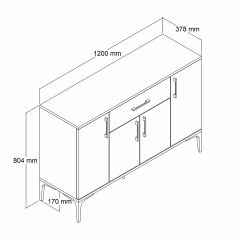Tanmob MDL0303 Alt Çok Amaçlı Dolap 4 Kapaklı Çekmeceli Mutfak Dolabı Beyaz Çam