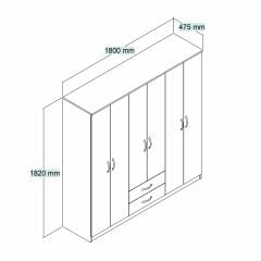 Nisa 6 Kapılı 2 Çekmeceli 7 Raflı Geniş Gardrop Çam - GRD1102
