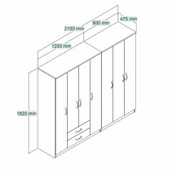 Nisa 7 Kapılı 2 Çekmeceli 14 Raflı Geniş Gardrop Çam - GRD1202