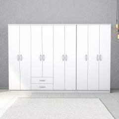 Nisa 9 Kapılı 2 Çekmeceli 13 Raflı Geniş Gardrop Beyaz - GRD1301