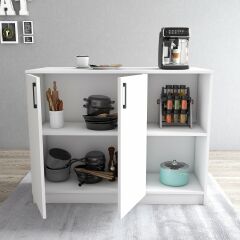 Tanmob MTD0501 Ada Mutfak 120 cm Kapaklı Raflı Beyaz