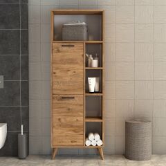 Suna İki Kapaklı 9 Raflı Banyo Dolabı Çam - BDL0402