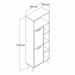 Suna İki Kapaklı 9 Raflı Banyo Dolabı Çam - BDL0402