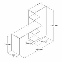 Venüs Çalışma Masası Raflı Kapaklı Çam Beyaz - CLM0503