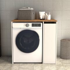 Atlas Çekmeceli Raflı Çamaşır Makinası Dolabı Çam Beyaz - BDL0503