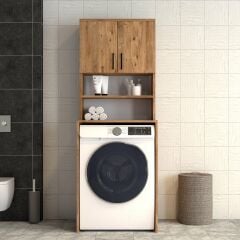 2 Kapaklı Raflı Çamaşır Makinesi Dolabı Çam - BDL0602