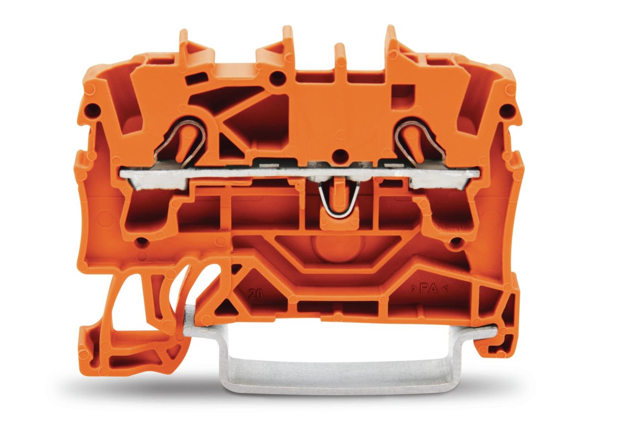 2002-1202 WAGO 2 İLETKENLİ RAY KLEMENSİ TURUNCU 4 mm2 YÜKSÜKSÜZ / 2,5 mm2 YÜKSÜKLÜ
