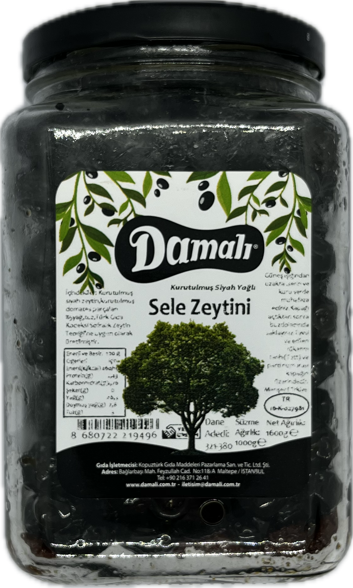 Siyah Kurutulmuş Sele Zeytin 1000 gr